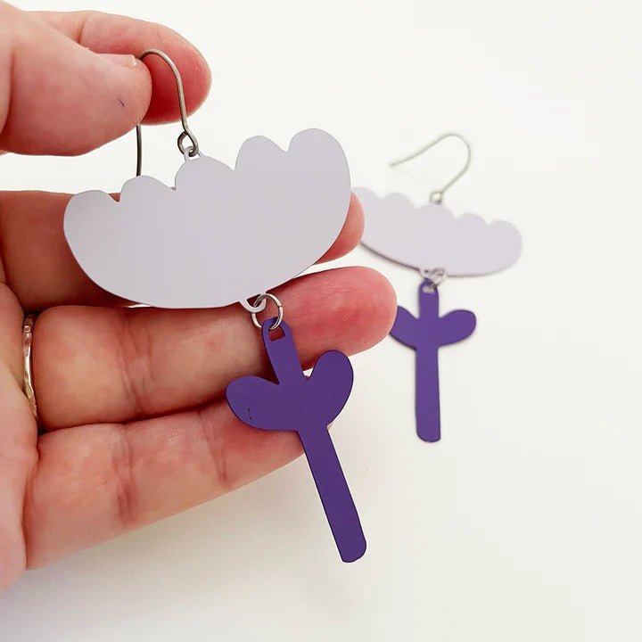 DENZ Lilac + Violet Flowers painted steel dangles
