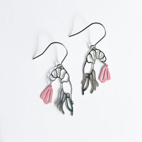 DENZ Mini Prawns - Silver/ pale pink - painted steel dangles