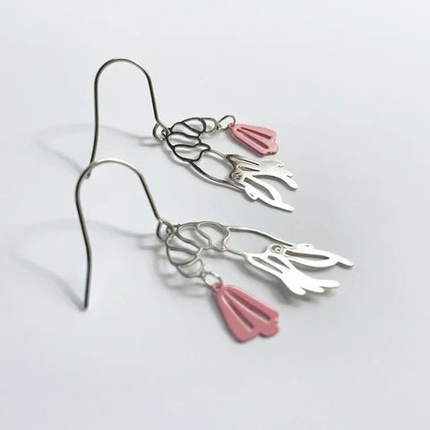 DENZ Mini Prawns - Silver/ pale pink - painted steel dangles