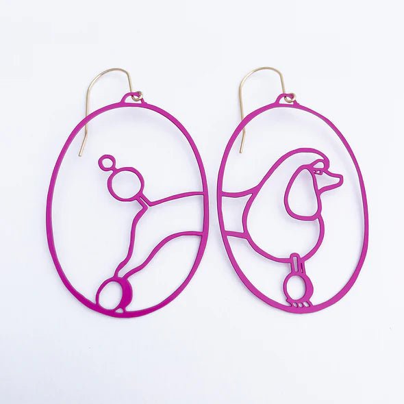 DENZ Poodles in Hot Pink Earrings