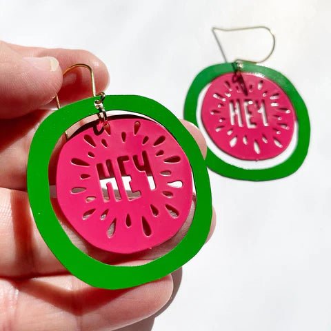 DENZ Watermelons - HEY - painted steel dangles