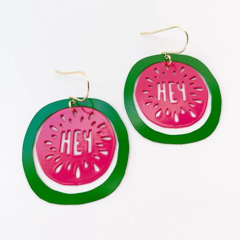 DENZ Watermelons - HEY - painted steel dangles
