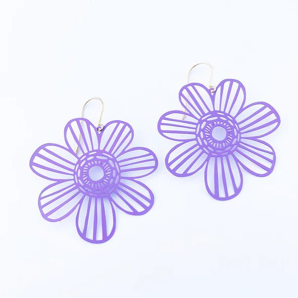 DENZ Midi Flowers in Purple earrings