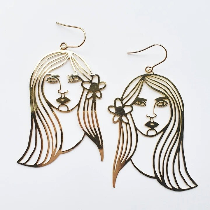 DENZ Olive dangles in gold, angled view