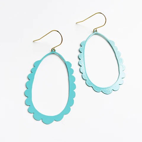 DENZ Scallop Hoops in pale aqua - painted steel dangles