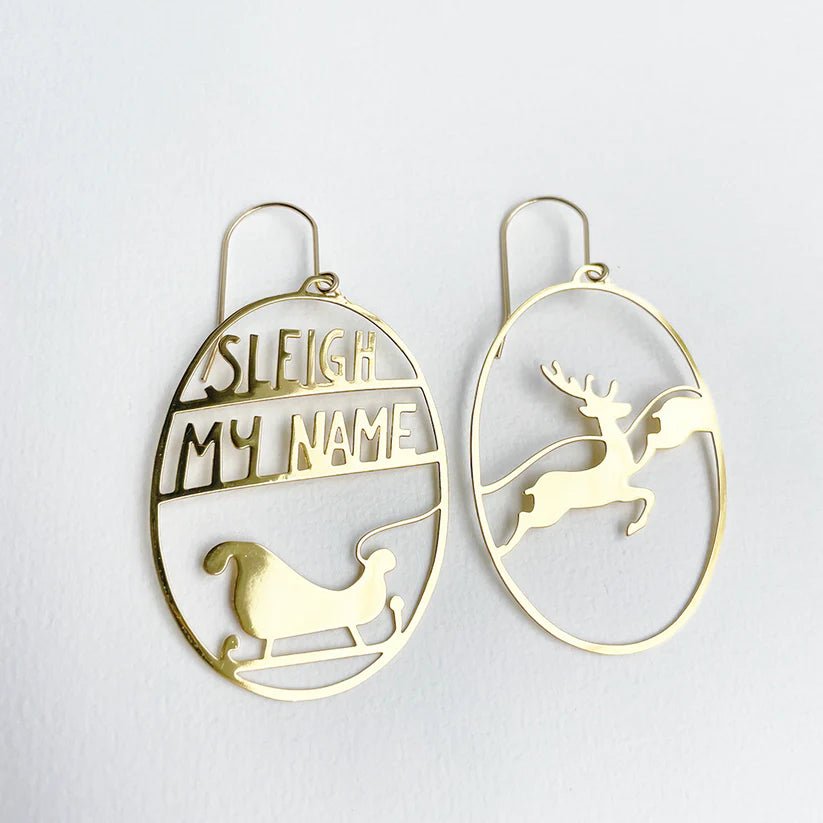 DENZ Sleigh My Name in Gold earrings