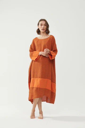Kiitos Tulip Dress Pumpkin Stripe