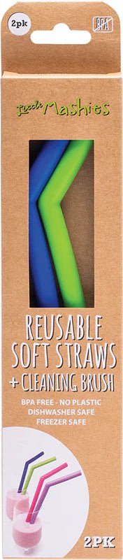 Soft Silicone Straws + Cleaning Brush Straws