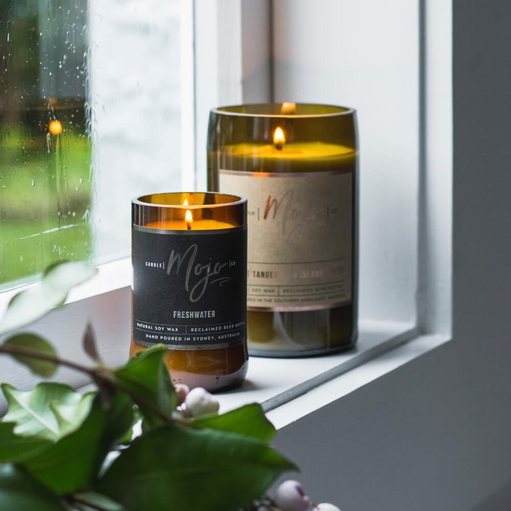 Mojo Freshwater - Wood Wick Reclaimed Beer Bottle Candle