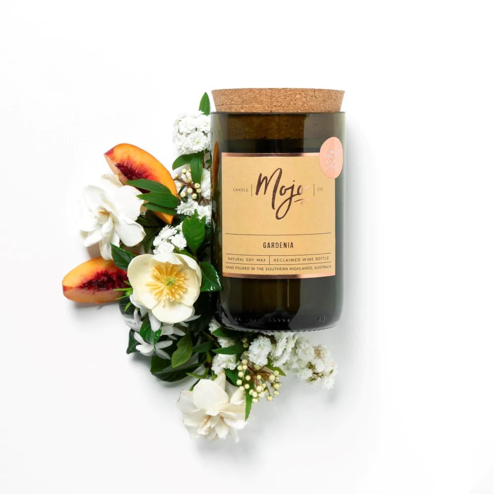 Mojo Candle CoMojo Gardenia - Spring Limited Edition - Reclaimed Wine Bottle Soy Wax Candle #same day gift delivery melbourne#