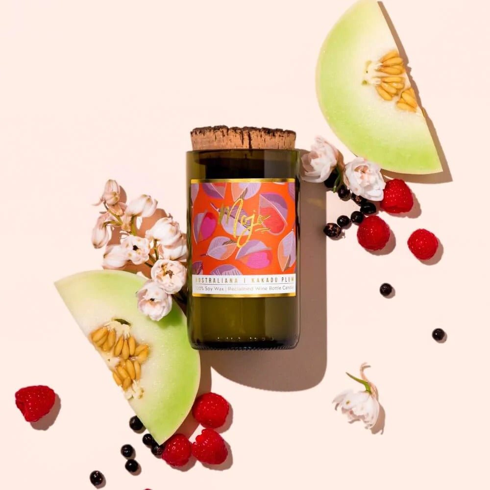 Mojo KAKADU PLUM - Australiana Reclaimed Wine Bottle Soy Wax Candle