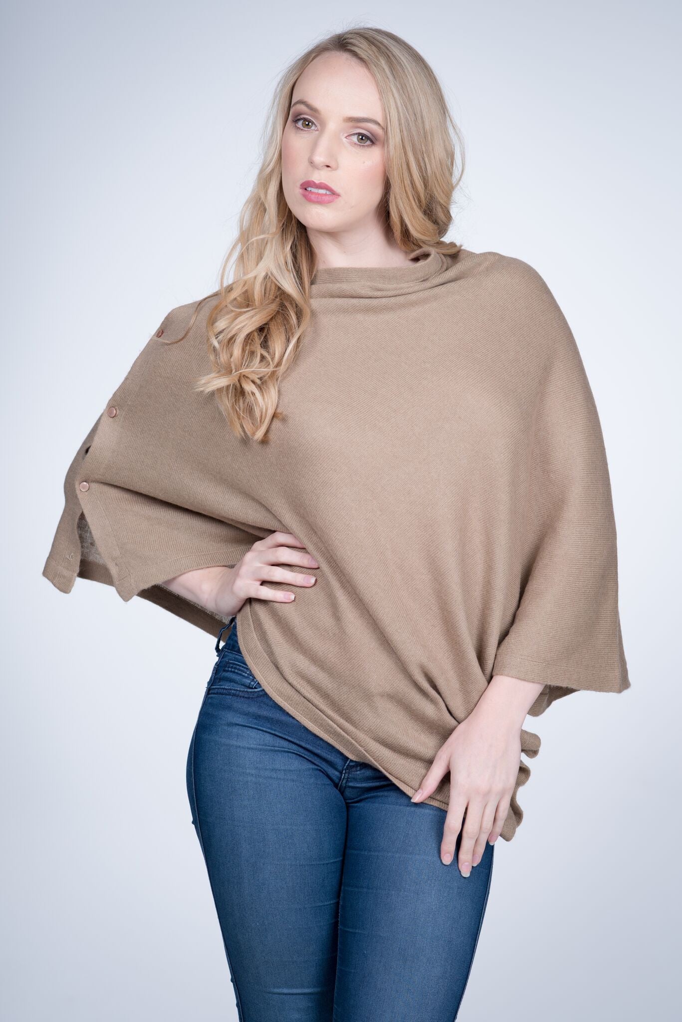 Nine Yaks Cashmere Button Poncho - 16 colours