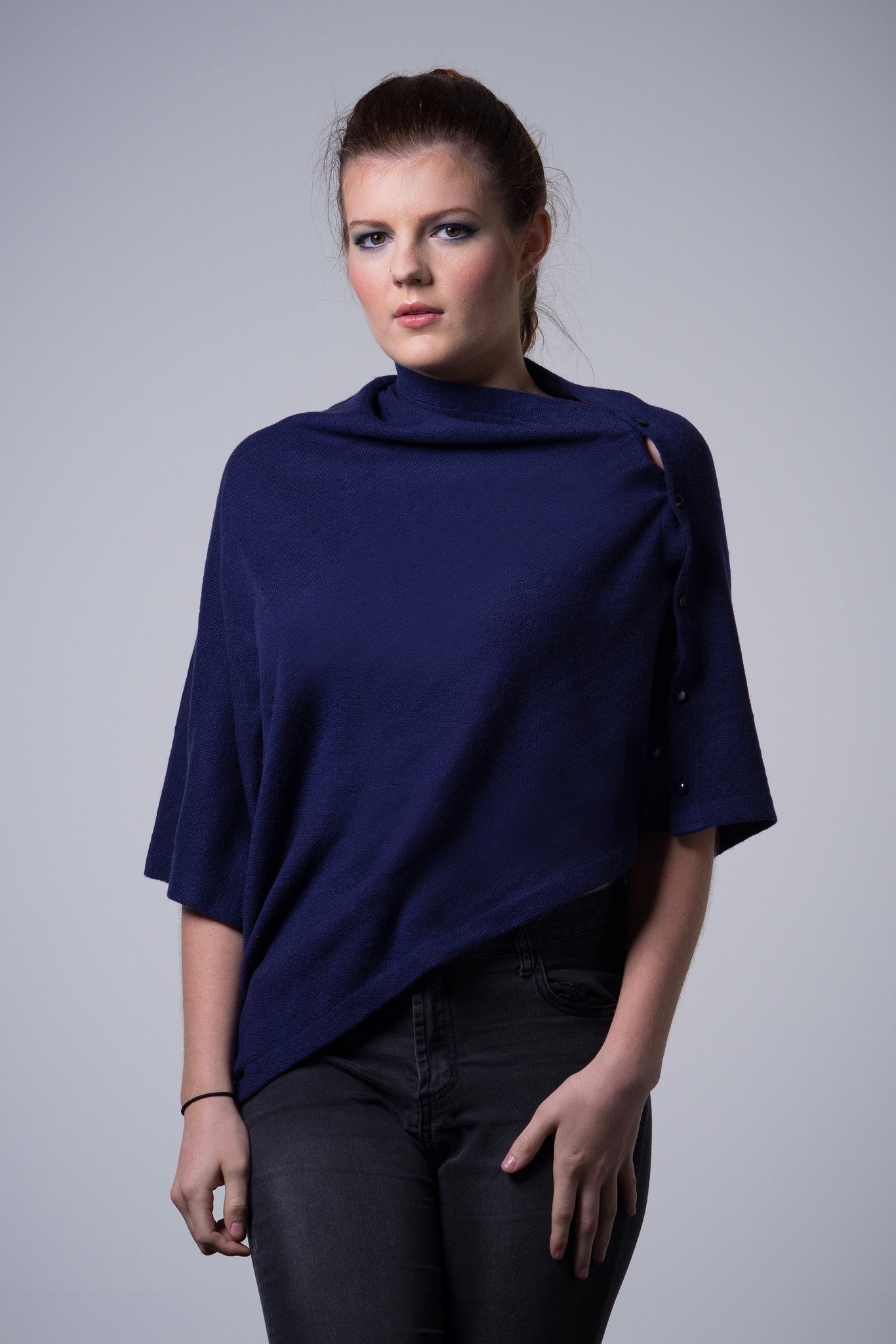 Nine Yaks Cashmere Button Poncho - 16 colours