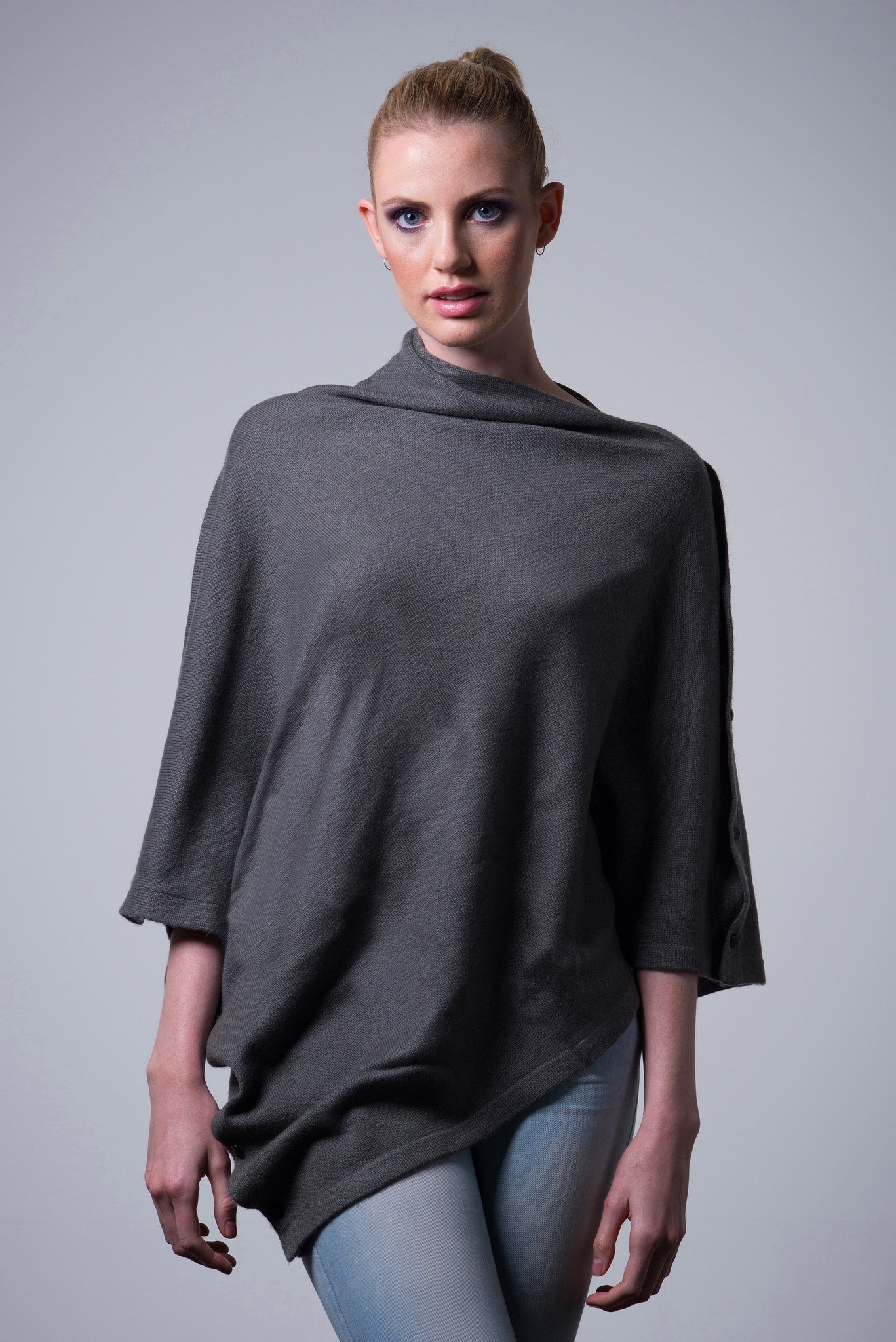Nine Yaks Cashmere Button Poncho - 16 colours