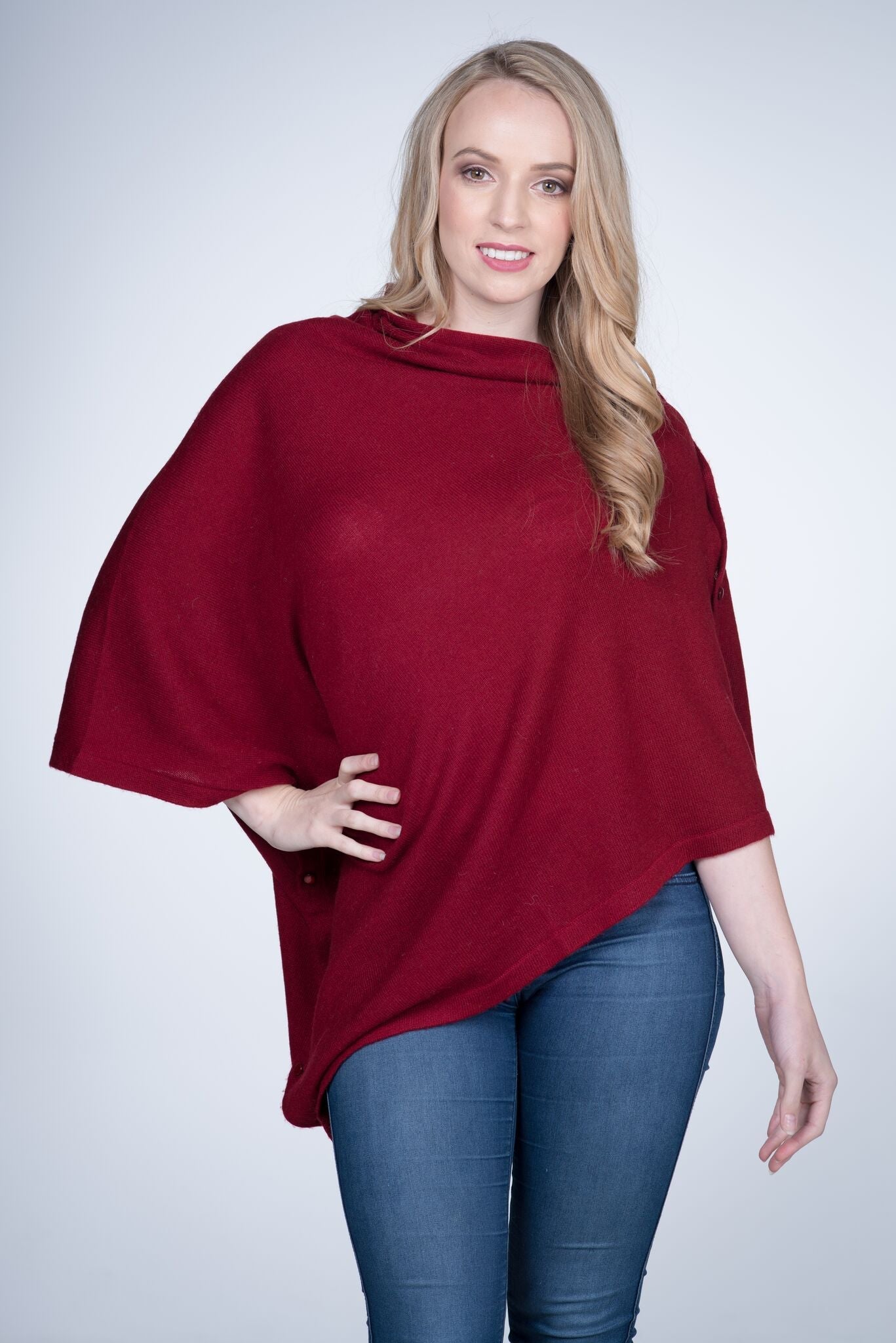 Nine Yaks Cashmere Button Poncho - 16 colours