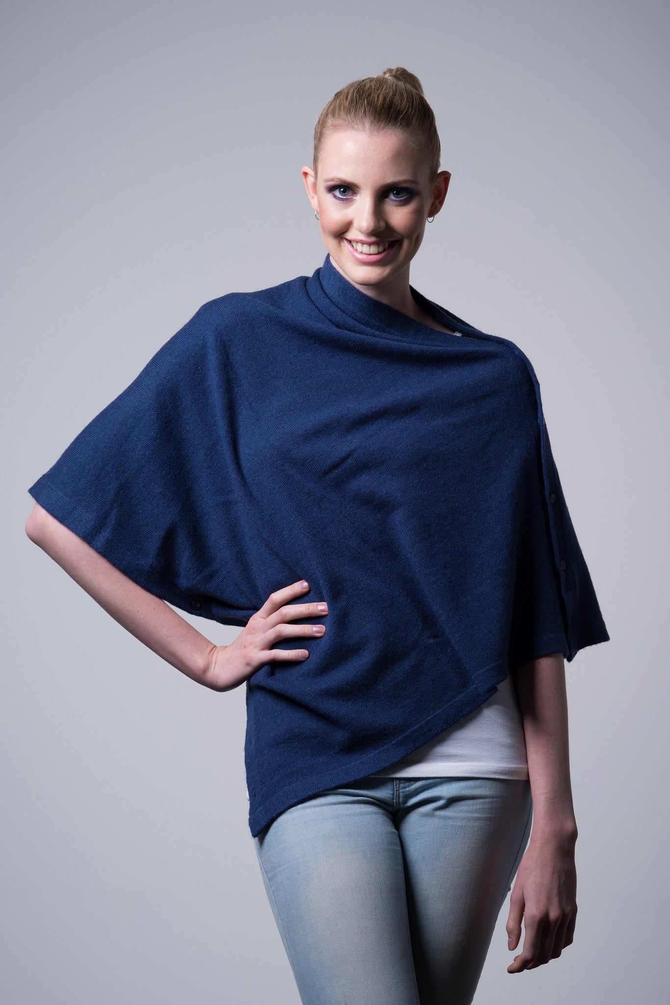 Nine Yaks Cashmere Button Poncho - 16 colours