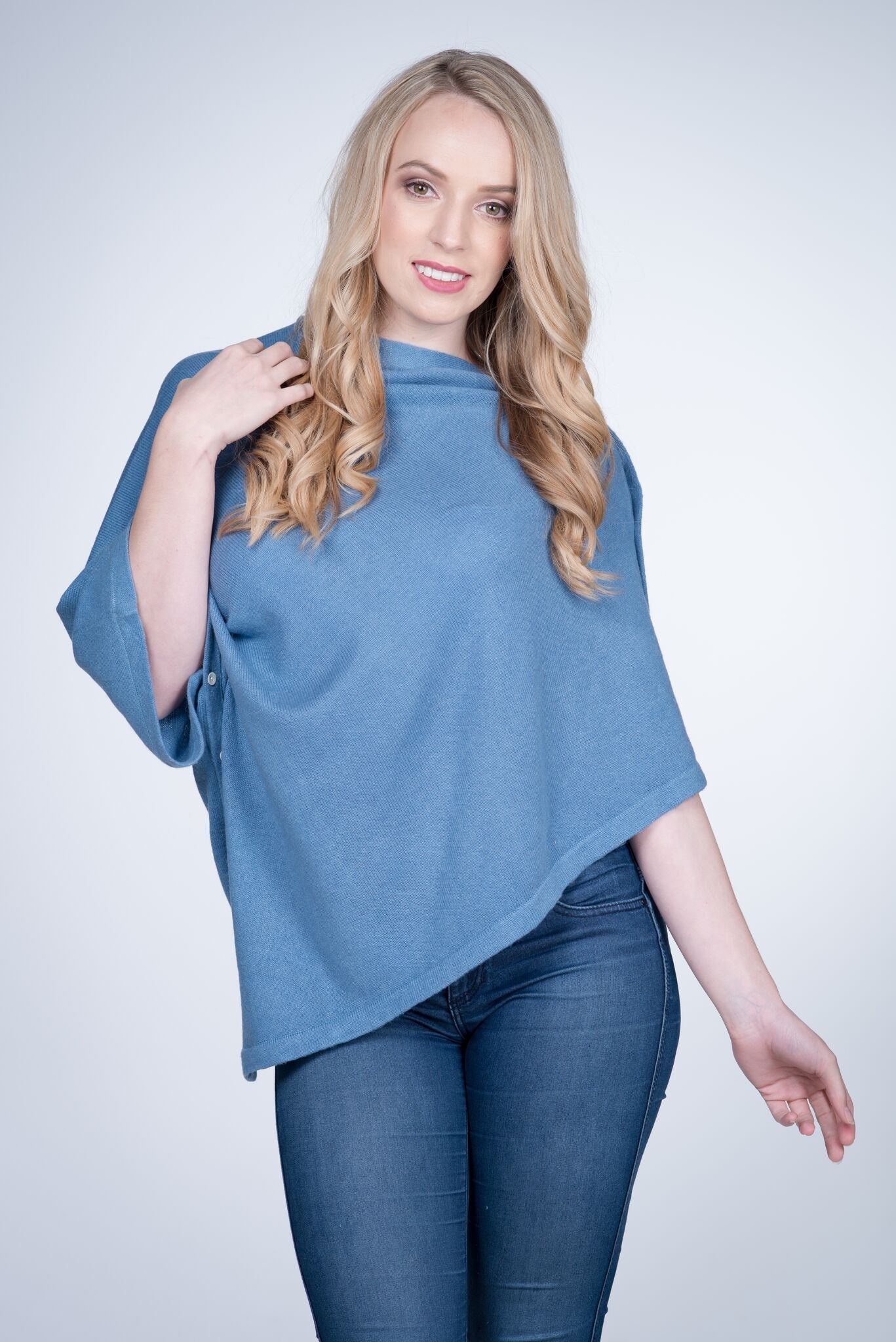 Nine Yaks Cashmere Button Poncho - 16 colours
