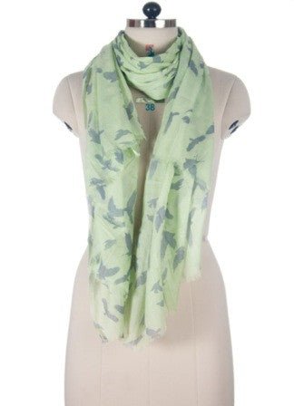 Nine Yaks Green Bird Cotton Shawl