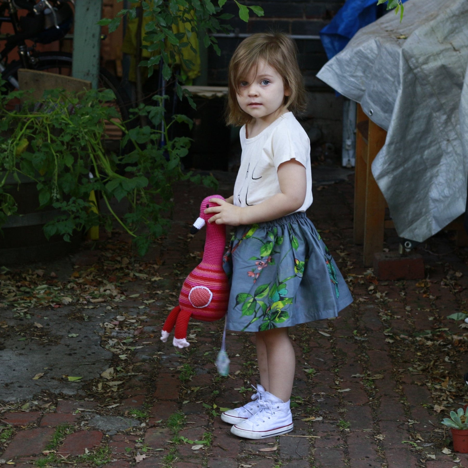 Nine Yaks Kids Grey Bird Skirt