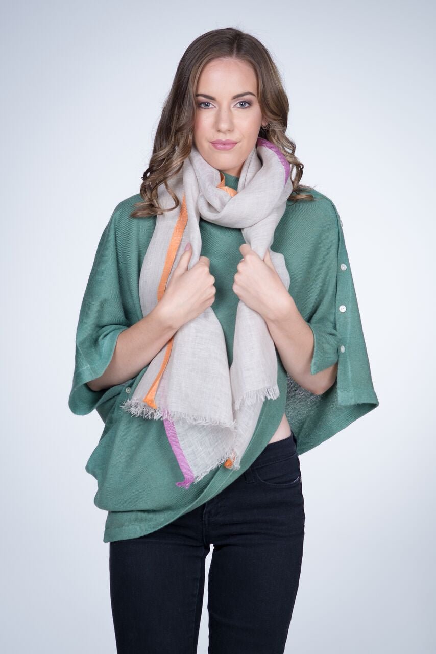 Nine YaksNine Yaks Linen Scarf Natural, Purple and Orange #same day gift delivery melbourne#