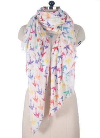 Nine Yaks Multicoloured Bird Cotton Shawl