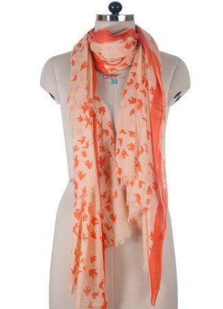 Nine YaksNine Yaks Orange Bird Cotton Shawl #same day gift delivery melbourne#