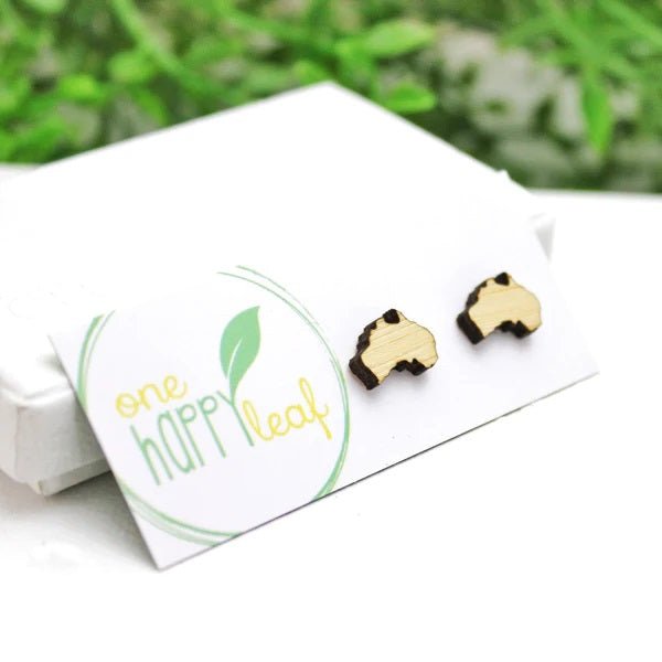 One Happy Leaf Australia map stud earrings