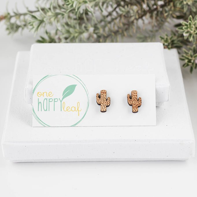 One Happy Leaf Cactus Studs