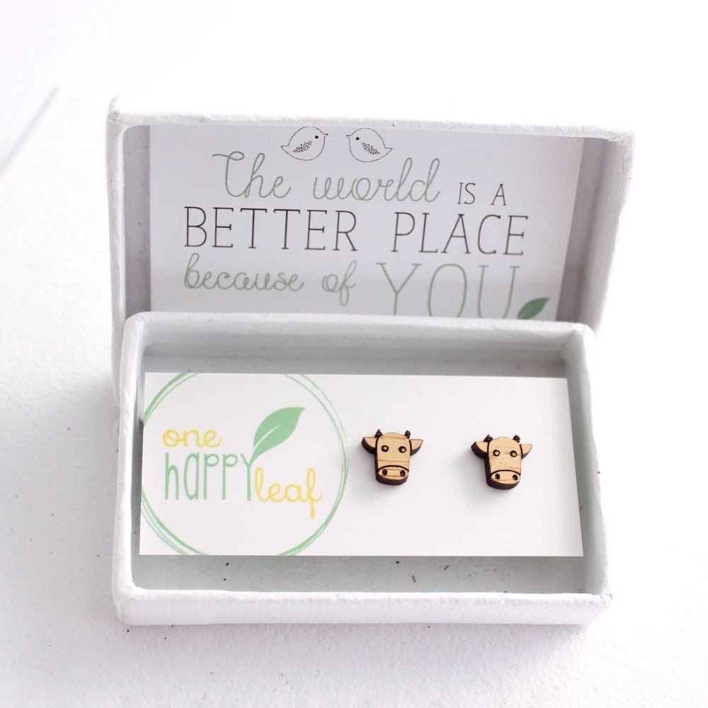 One Happy LeafOne Happy Leaf Cow Studs #same day gift delivery melbourne#