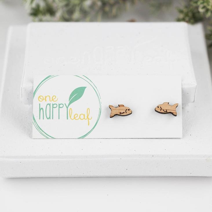 One Happy Leaf Fish Earrings