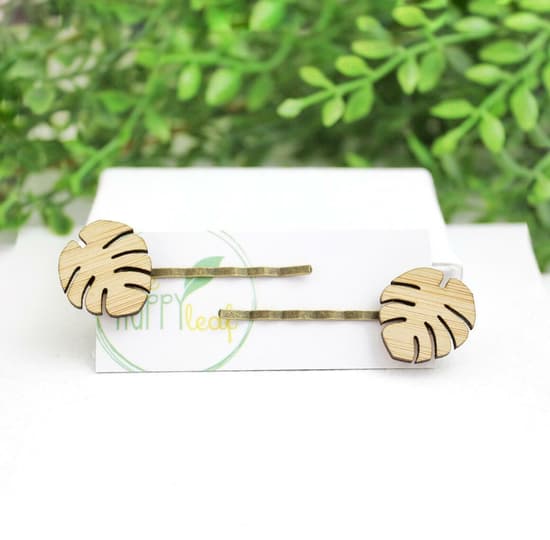 One Happy Leaf Monstera Leaf hair pins