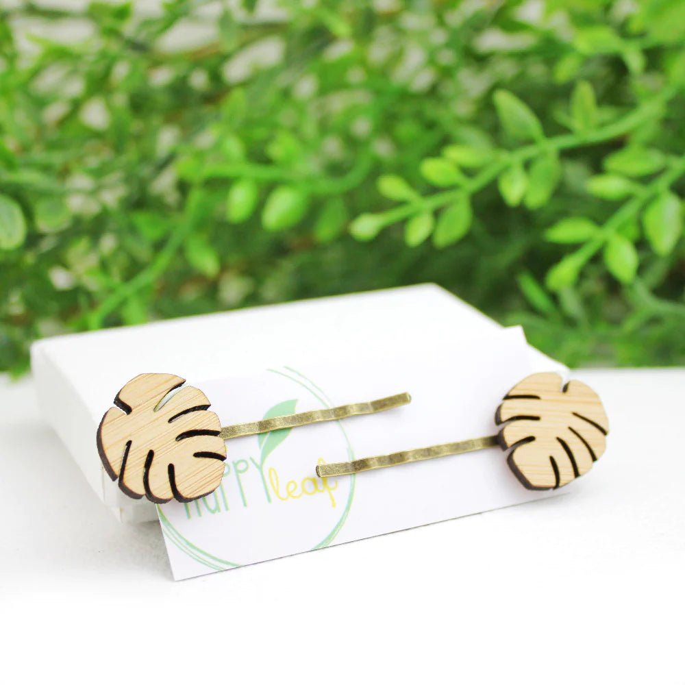 One Happy Leaf Monstera Leaf hair pins