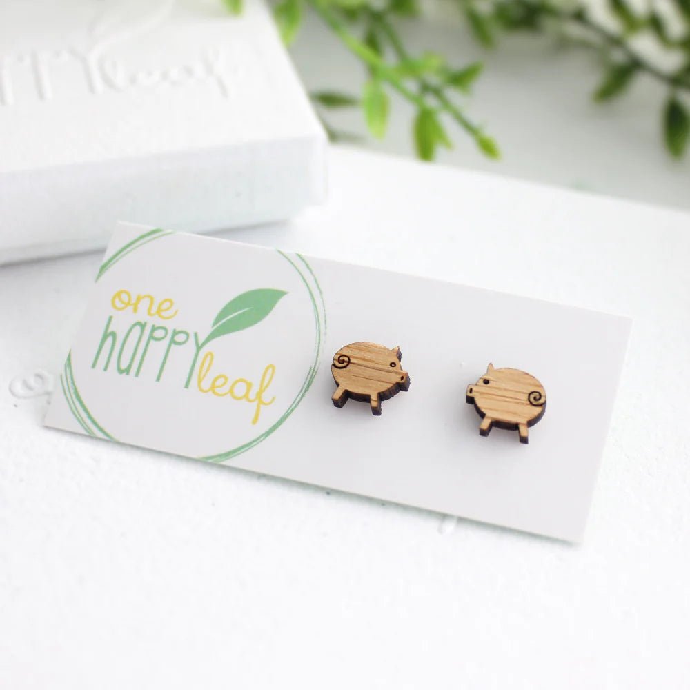One Happy Leaf Pig Studs