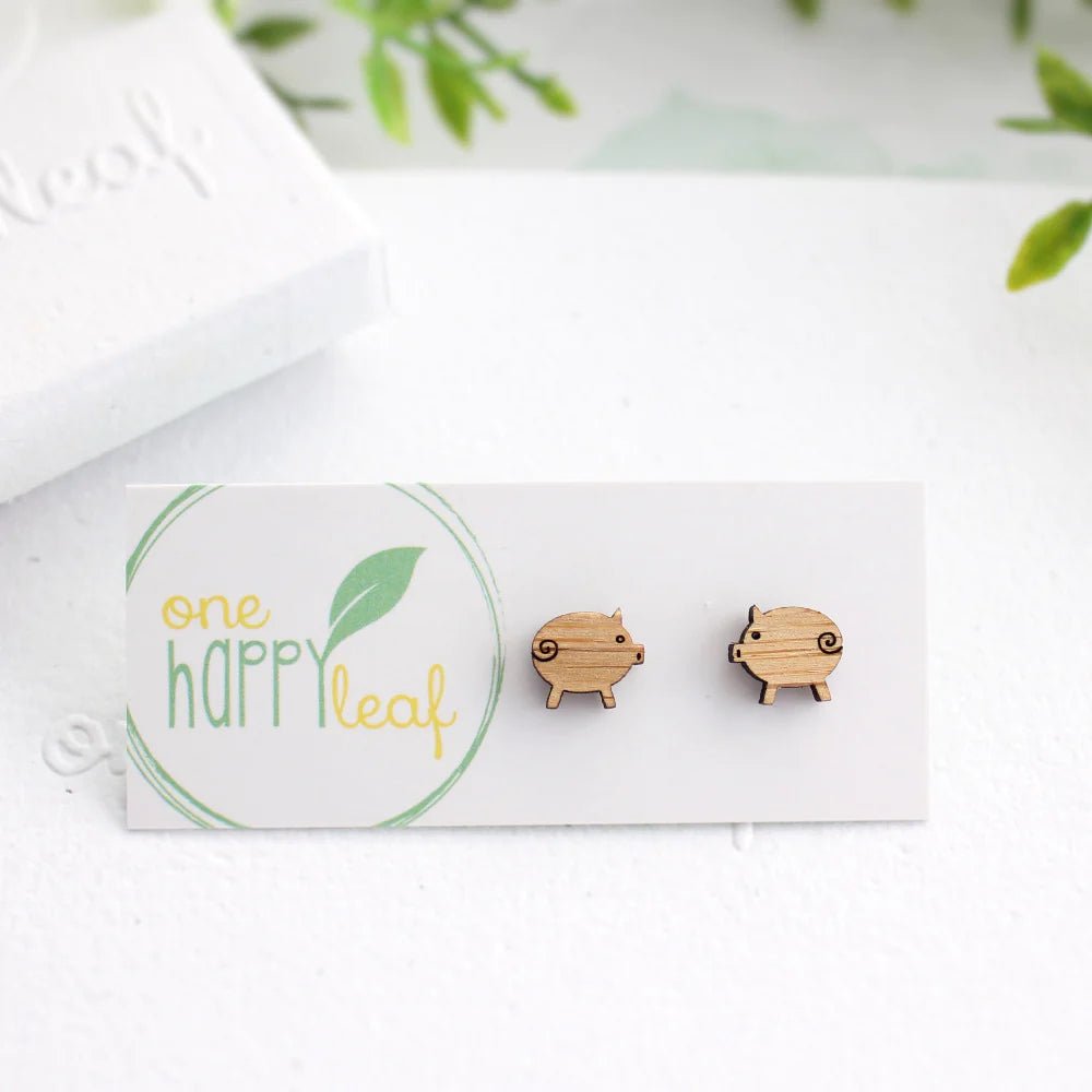 One Happy Leaf Pig Studs