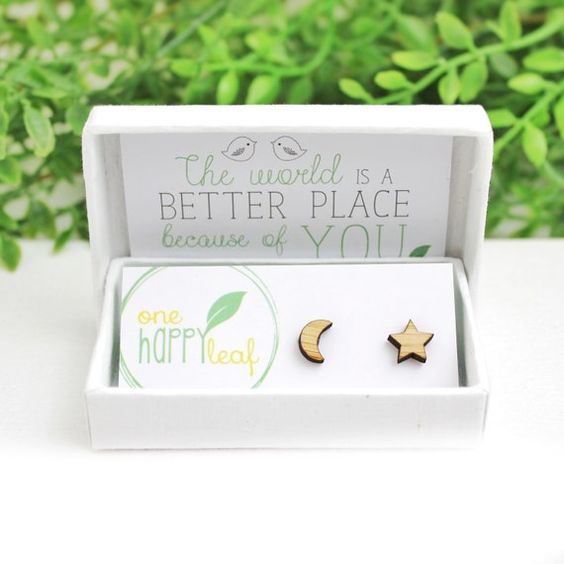 One Happy Leaf Star + Moon Studs
