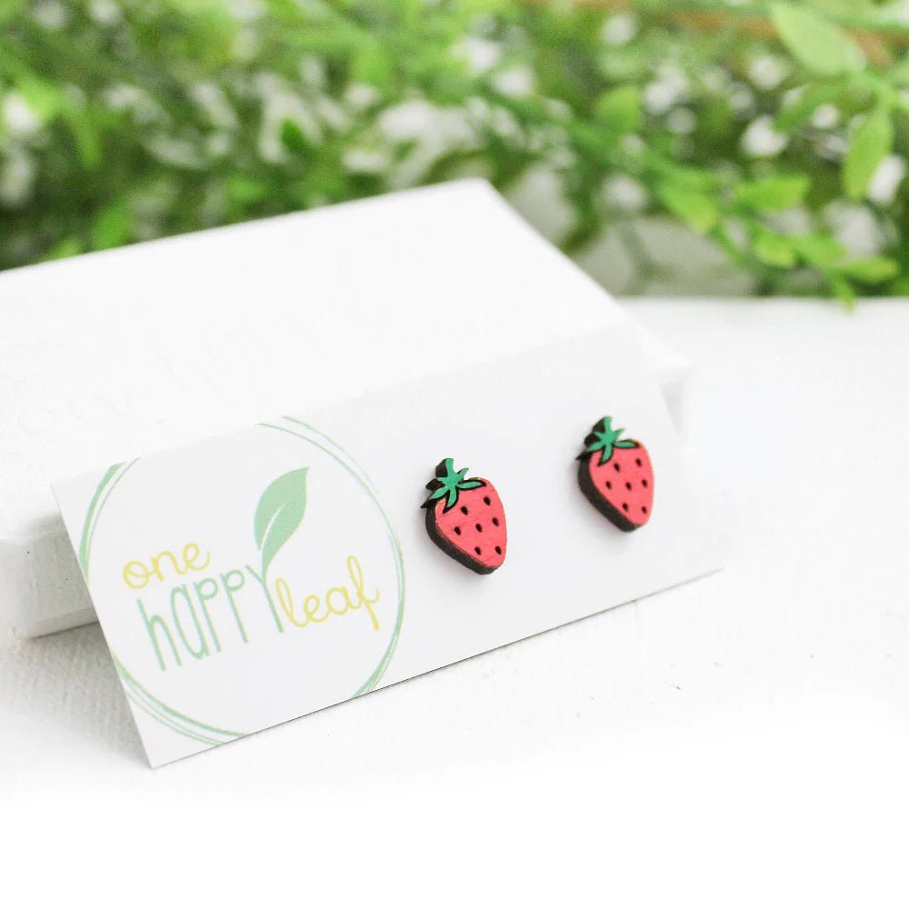 One Happy Leaf Strawberry stud earrings