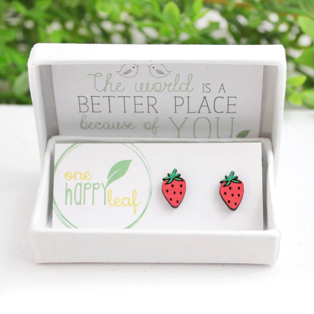 One Happy Leaf Strawberry stud earrings