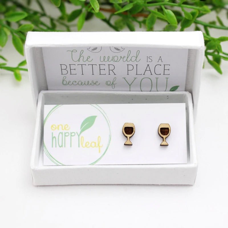 One Happy Leaf Wine Glass Studs