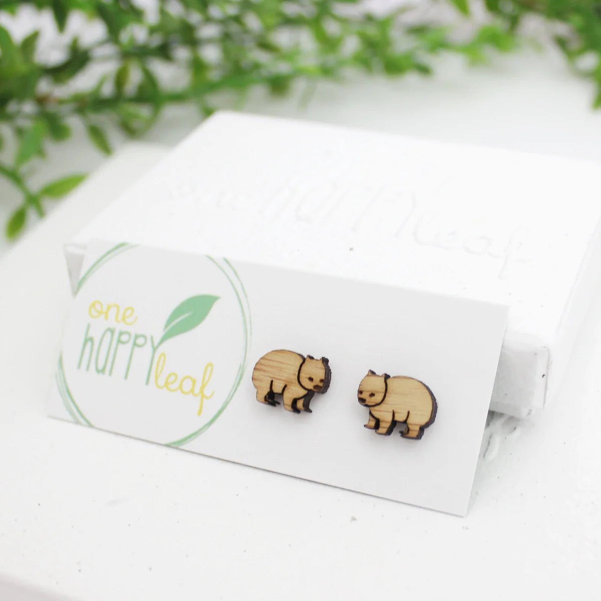 One Happy Leaf Wombat Earrings