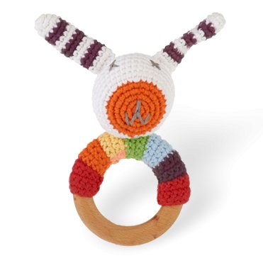 Wooden Ring Rattle - Bunny Toy
