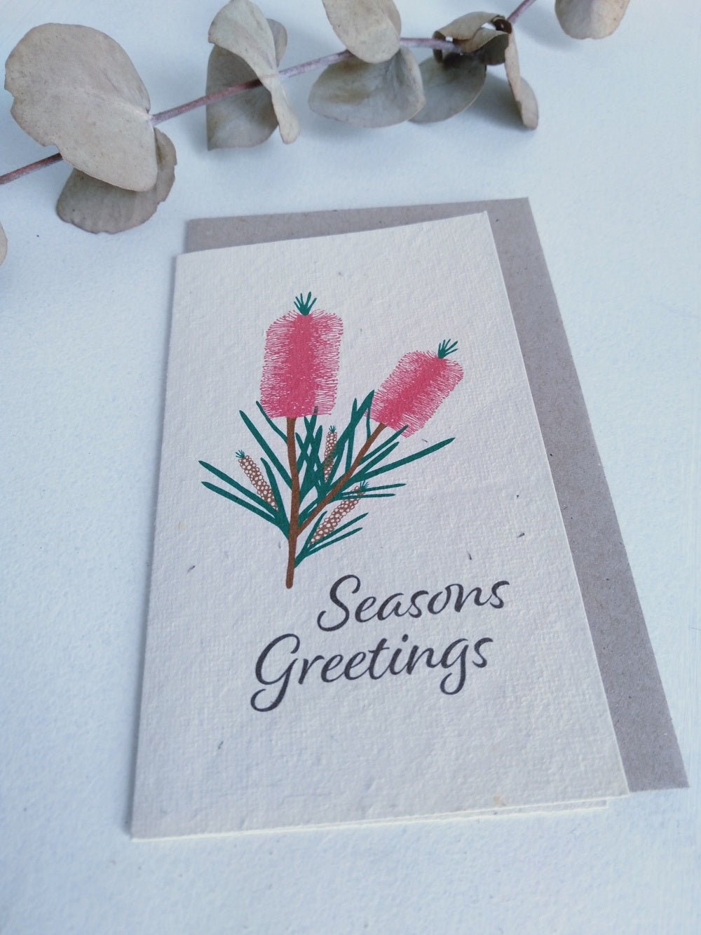 Planet Go RoundSeasons Greetings Bottle brush Seed Card #same day gift delivery melbourne#