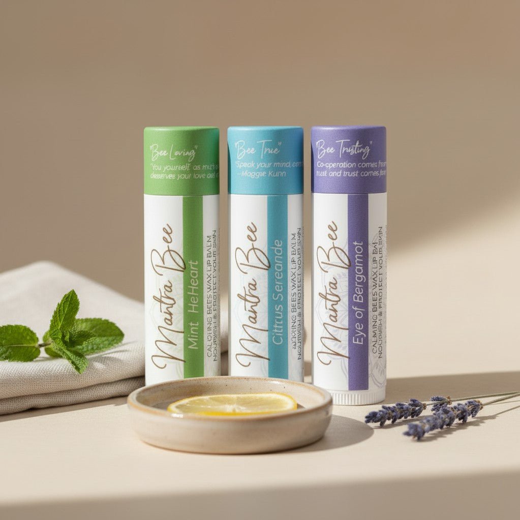 Meet the Mantra Bee Lip Balm Blends - Pookipoiga