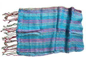 Handmade Cotton Net Scarf – Teal Multi