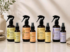 Liberation Botanicals complete 200mL and 100mL mood spray collection displayed together on a surface.
