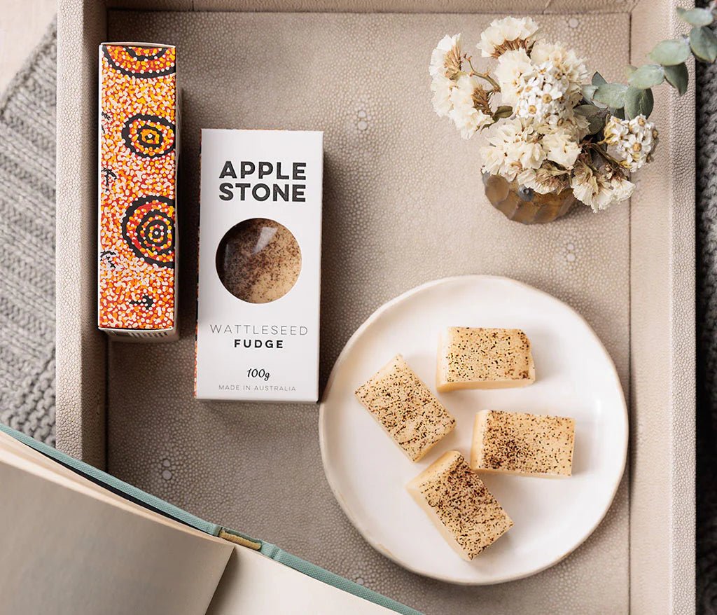 Alperstein DesignsAlperstein Designs Applestone Wattleseed Fudge 100g same day gift delivery melbourne