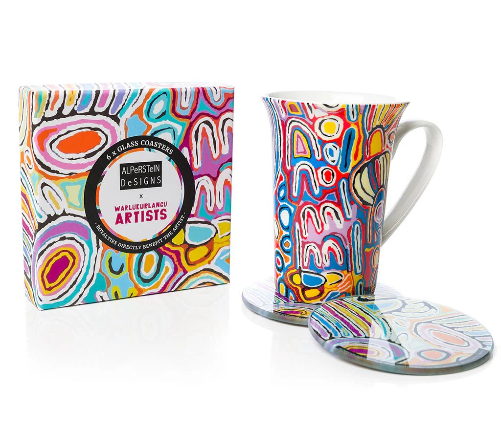 Alperstein DesignsAlperstein Designs Judy Watson Glass Coaster Set same day gift delivery melbourne