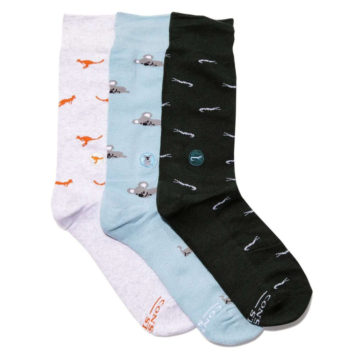 Conscious Step Protect Animals Sock Gift Box - Kangaroo, Koala & Crocodile Designs