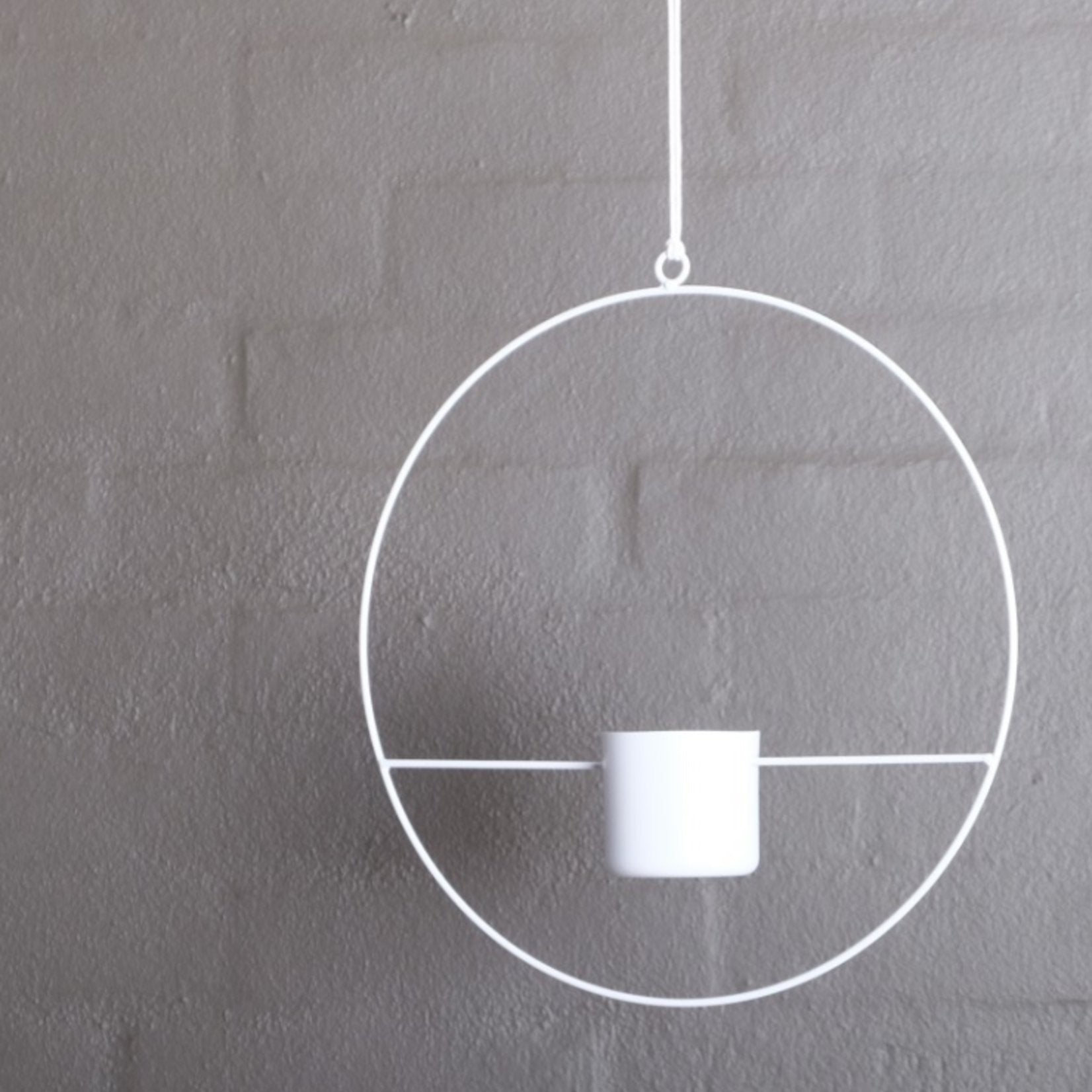 Metal Ring Halo White Pot 60mm