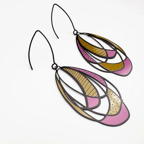 DENZ Art School Drop Out Earrings in Warm, angled view