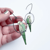DENZ Budgies Earrings in Black/Green/Yellow 